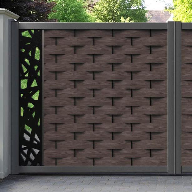 Ripple Prism Straight Top Driveway Gate - Mid Brown - End Screen