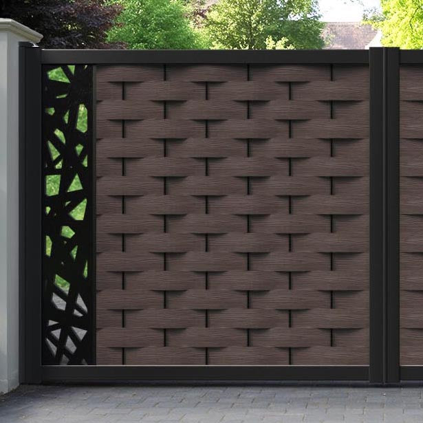 Ripple Prism Straight Top Driveway Gate - Mid Brown - End Screen
