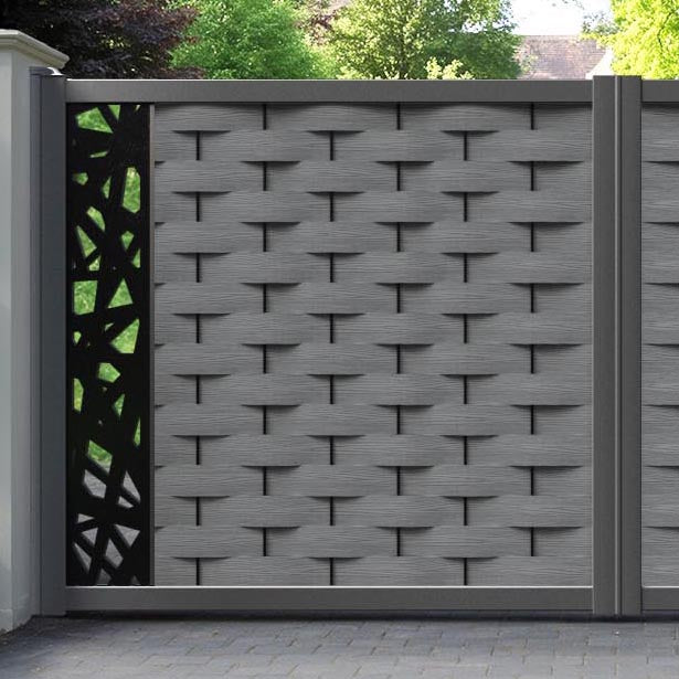 Ripple Prism Straight Top Driveway Gate - Mid Grey - End Screen