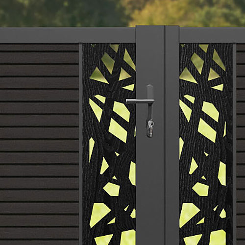 Hudson Prism Straight Top Driveway Gate - Dark Oak - Middle Screen