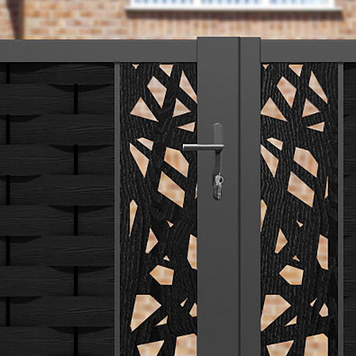 Ripple Prism Straight Top Driveway Gate - Black - Middle & End Screen