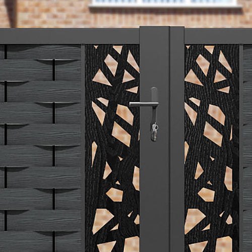 Ripple Prism Straight Top Driveway Gate - Dark Grey - Middle & End Screen