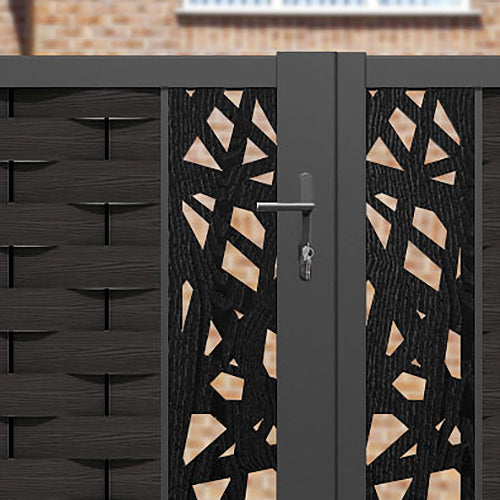 Ripple Prism Straight Top Driveway Gate - Dark Oak - Middle & End Screen