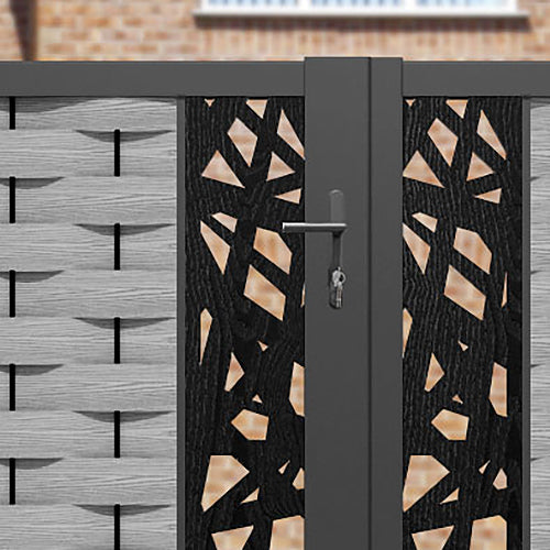 Ripple Prism Straight Top Driveway Gate - Light Grey - Middle Screen