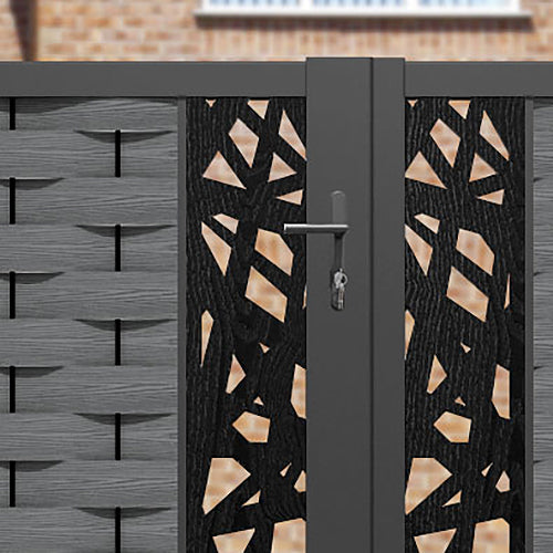 Ripple Prism Straight Top Driveway Gate - Mid Grey - Middle & End Screen