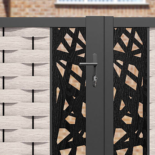 Ripple Prism Straight Top Driveway Gate - Mid Stone - Middle & End Screen