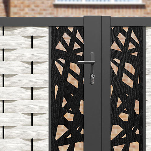 Ripple Prism Straight Top Driveway Gate - Light Stone - Middle & End Screen