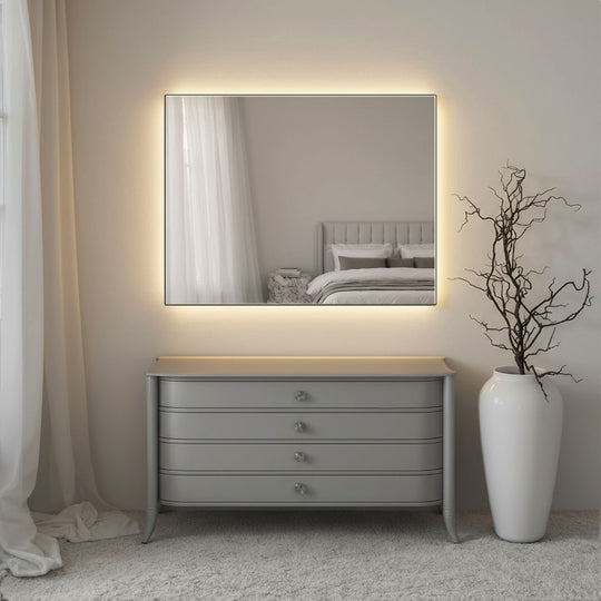 Frameless Rectangular Wall Mirror - with LED