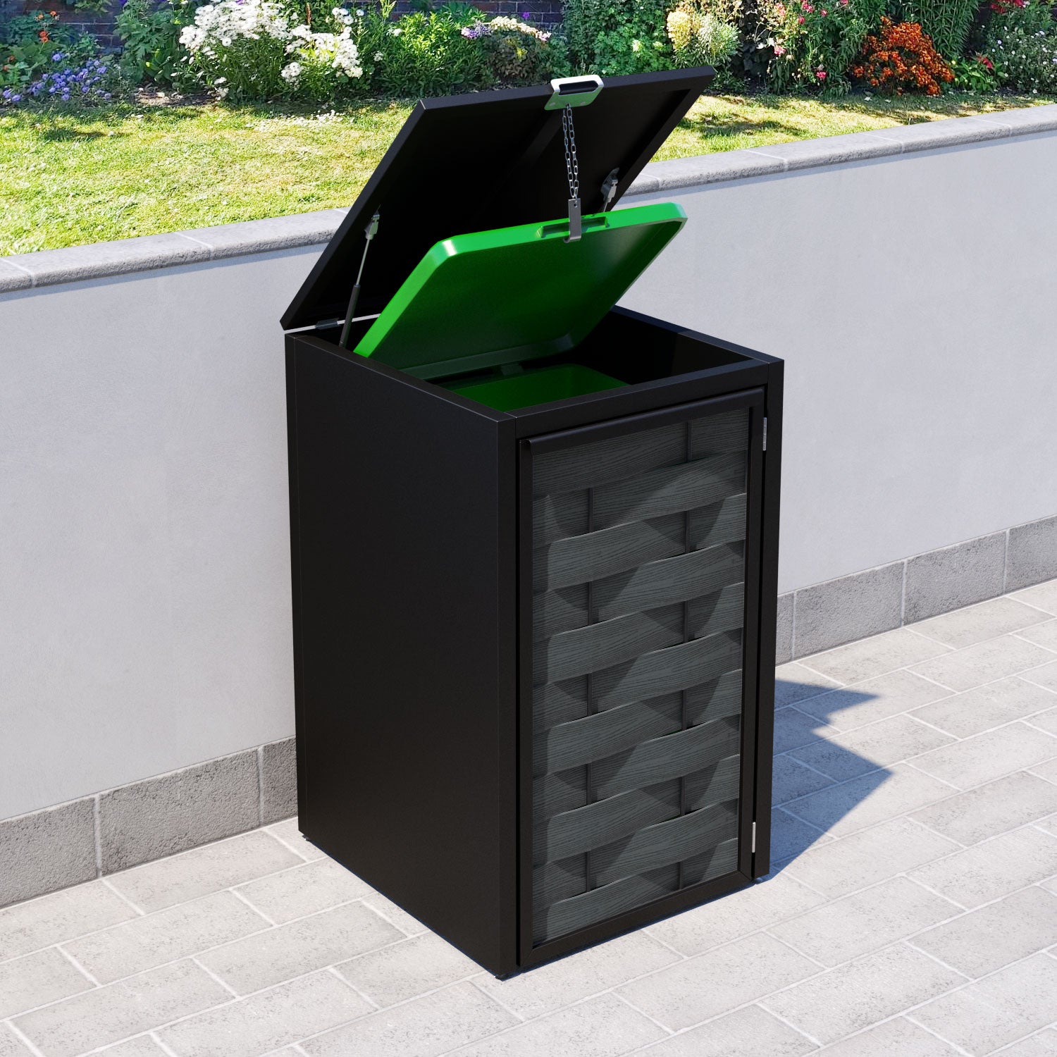 Black 1 Bin Store with Ripple Door Slat