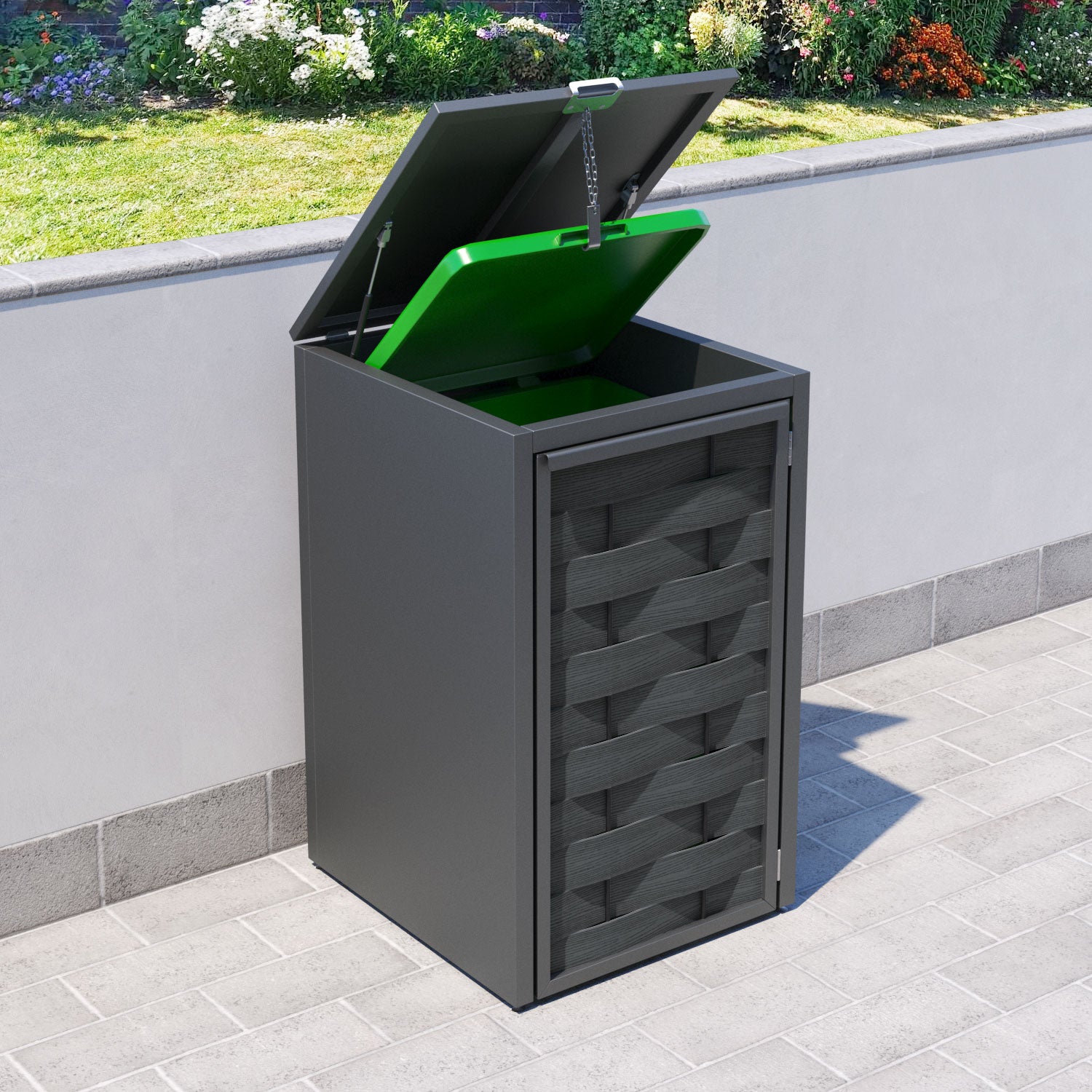 Grey 3 Bin Store with Ripple Door Slat