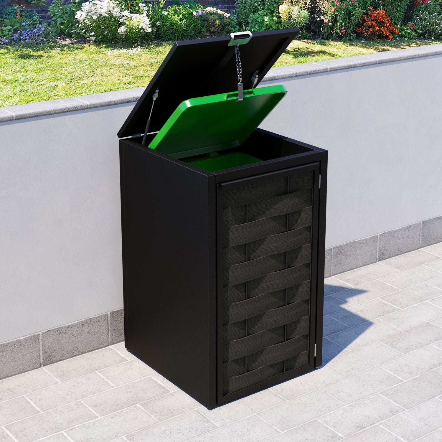 Black 1 Bin Store with Ripple Door Slat