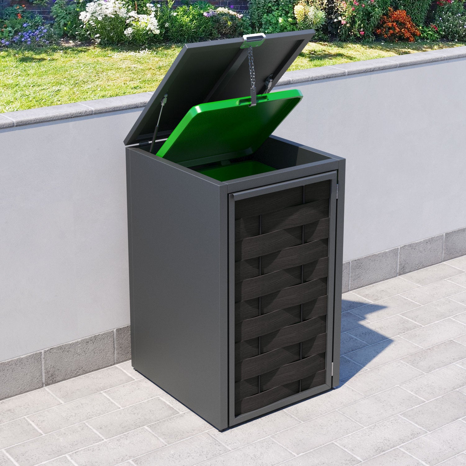 Grey 1 Bin Store with Ripple Door Slat