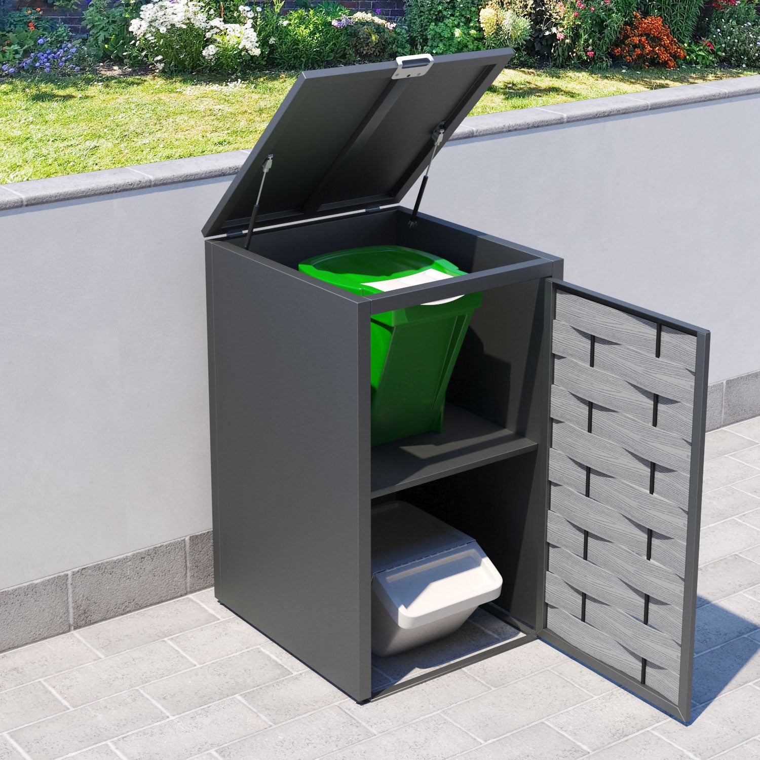 Grey 1 Bin Store with Ripple Door Slat