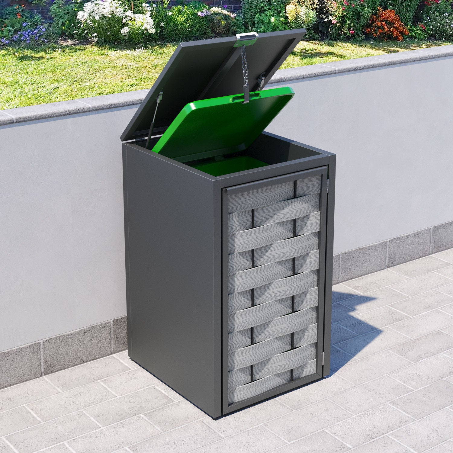 Grey 1 Bin Store with Ripple Door Slat