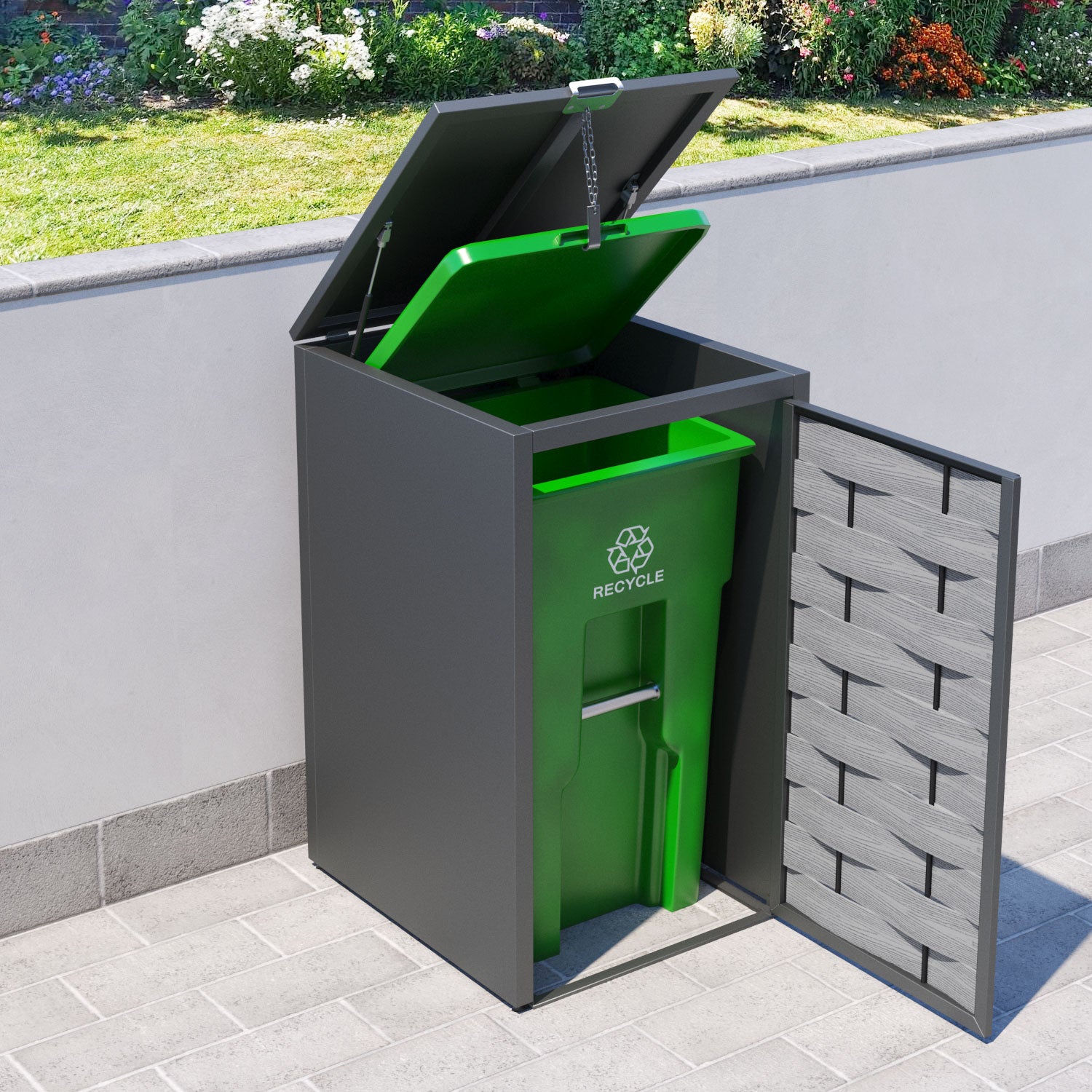 Grey 1 Bin Store with Ripple Door Slat