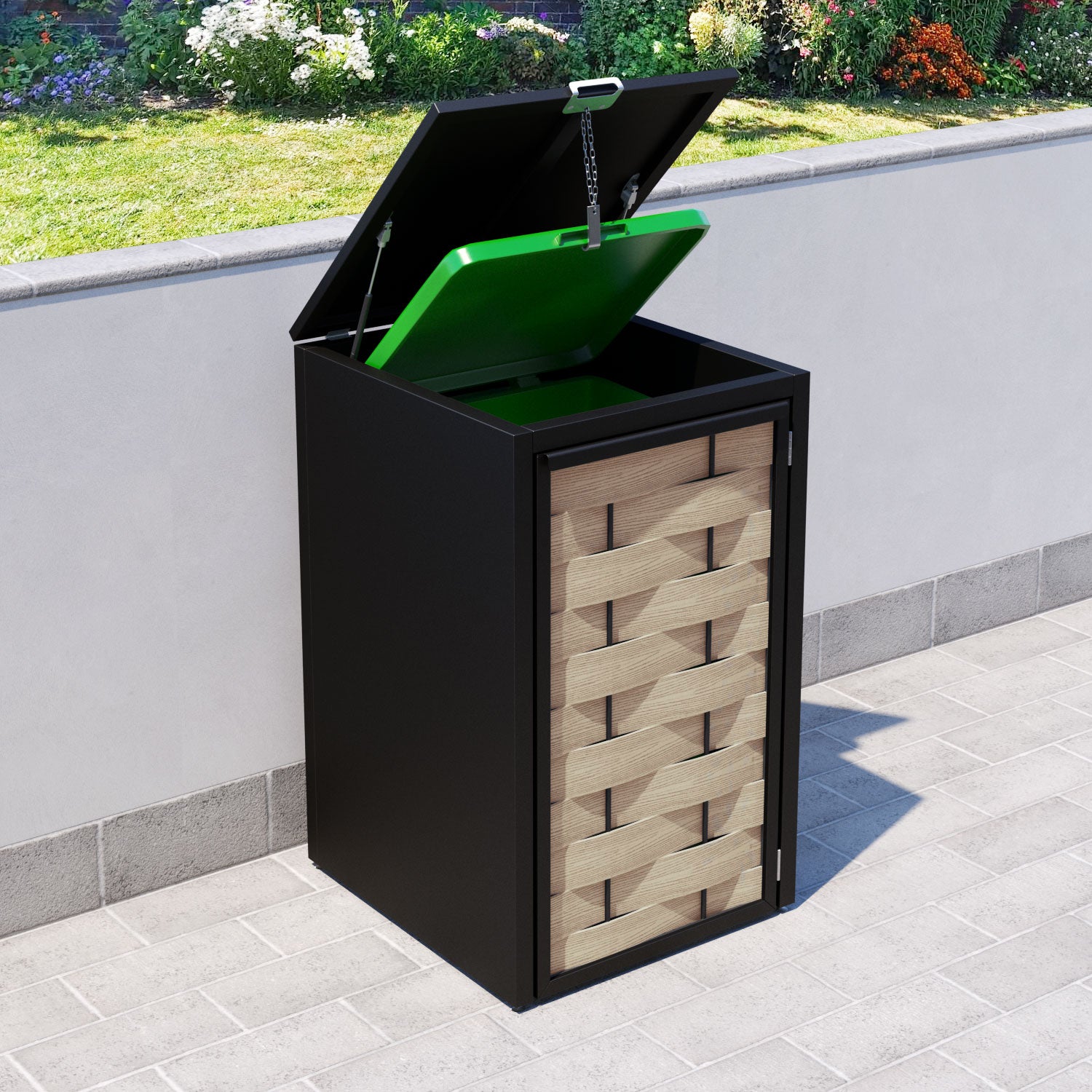 Black 1 Bin Store with Ripple Door Slat