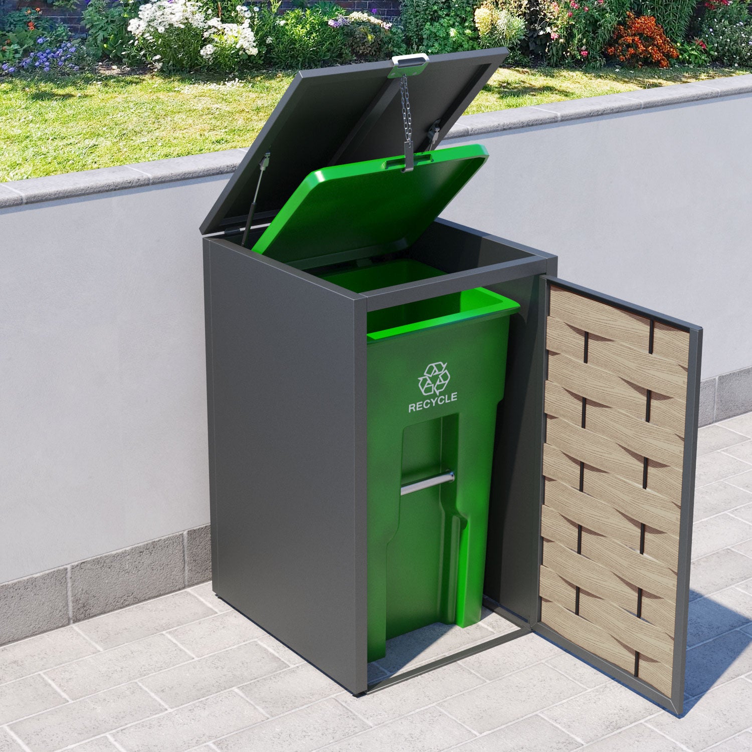 Grey 1 Bin Store with Ripple Door Slat