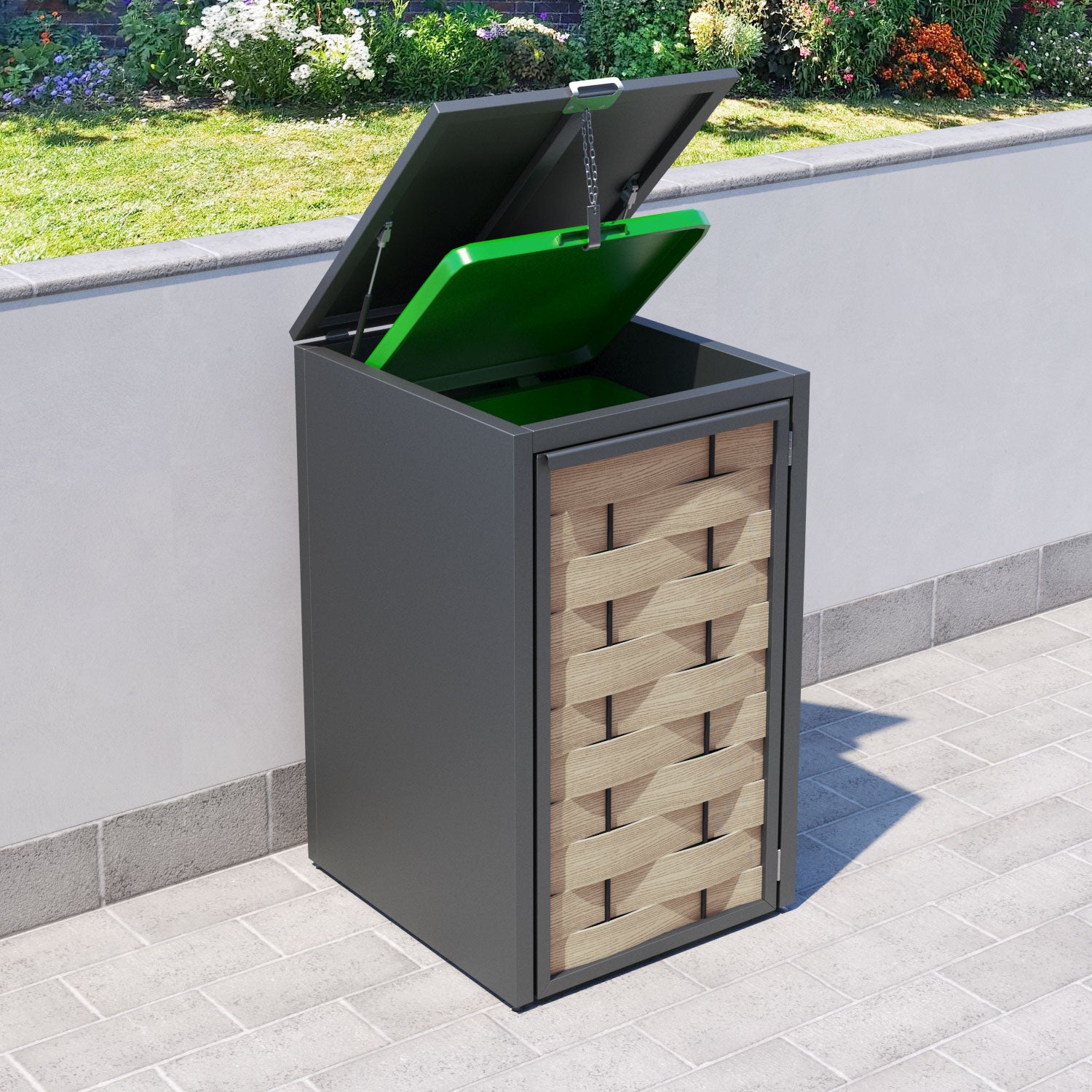 Grey 1 Bin Store with Ripple Door Slat