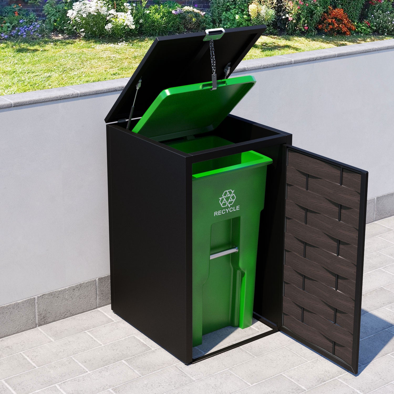 Black 1 Bin Store with Ripple Door Slat