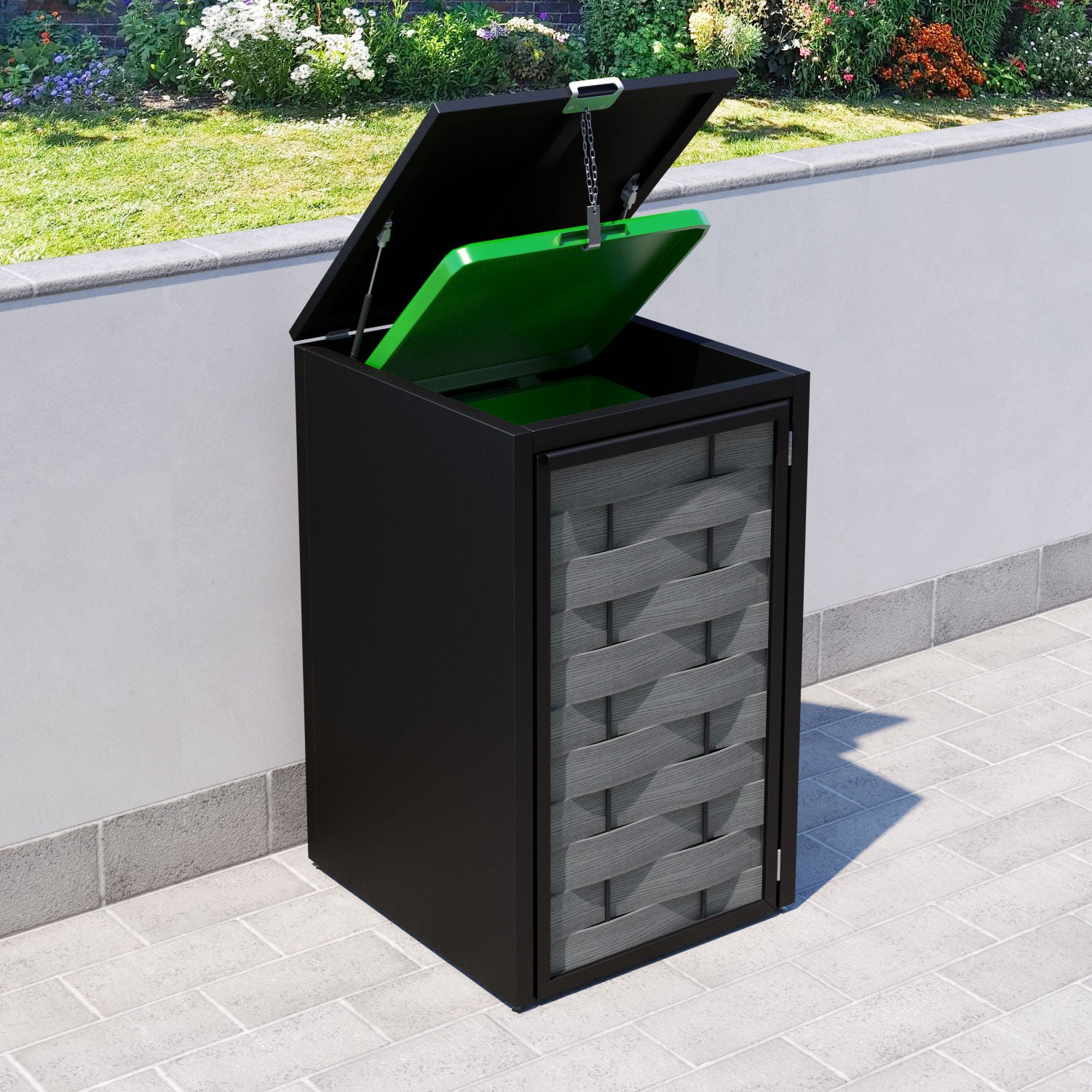 Black 1 Bin Store with Ripple Door Slat