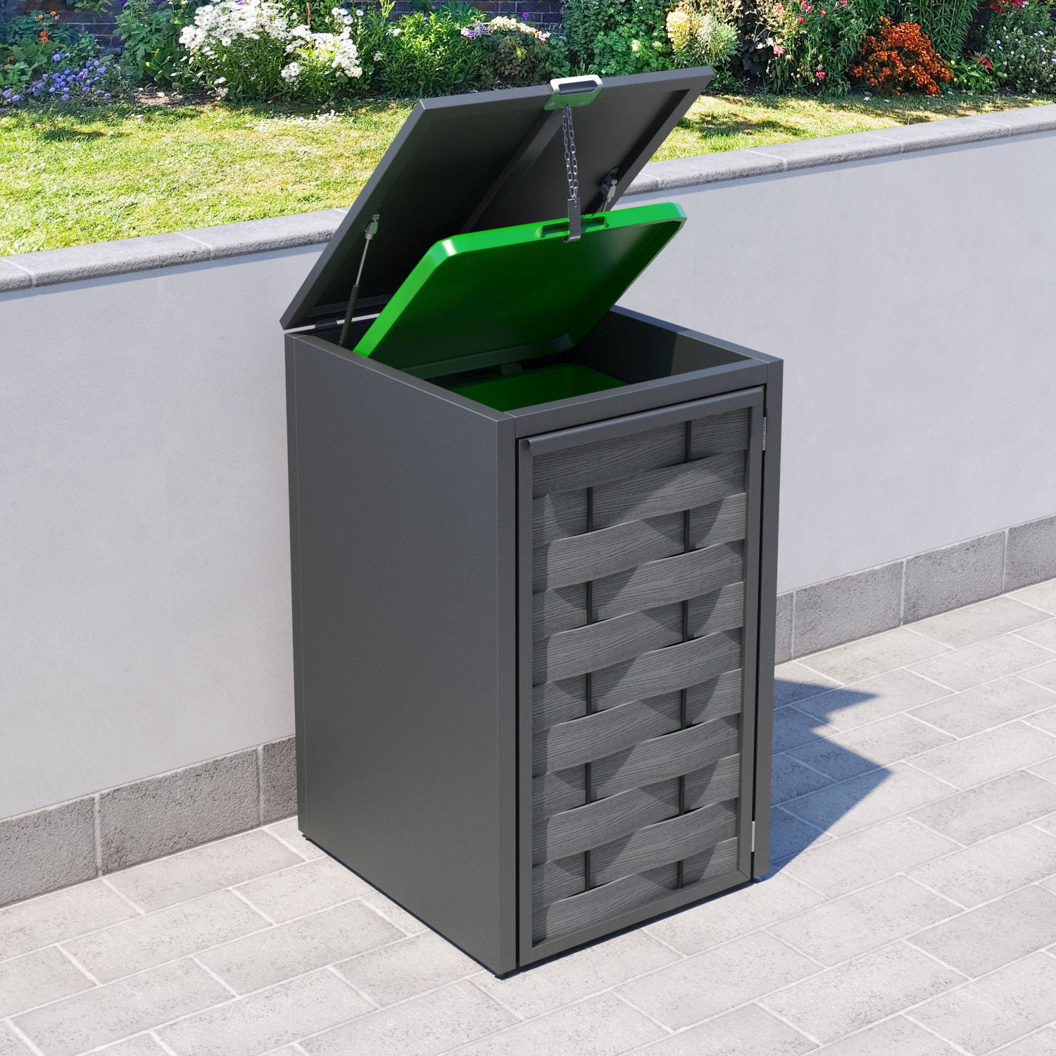 Grey 1 Bin Store with Ripple Door Slat