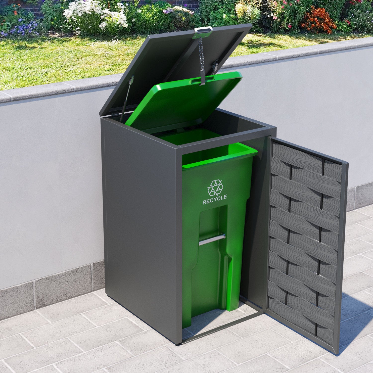 Grey 1 Bin Store with Ripple Door Slat