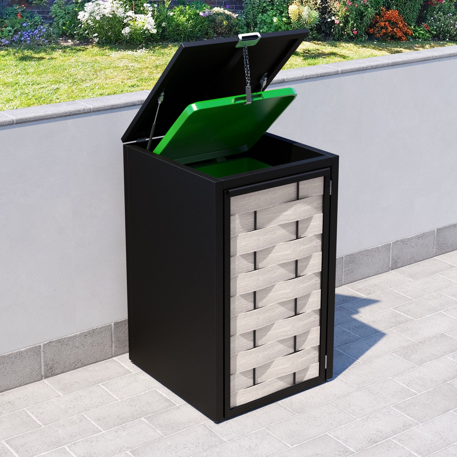 Black 1 Bin Store with Ripple Door Slat