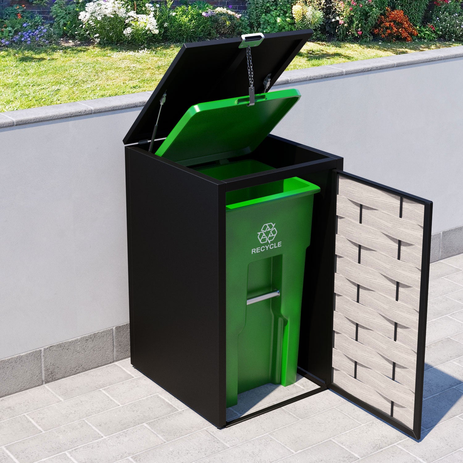 Black 1 Bin Store with Ripple Door Slat