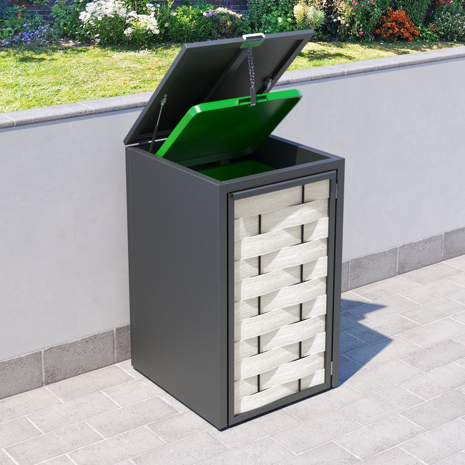 Grey 1 Bin Store with Ripple Door Slat