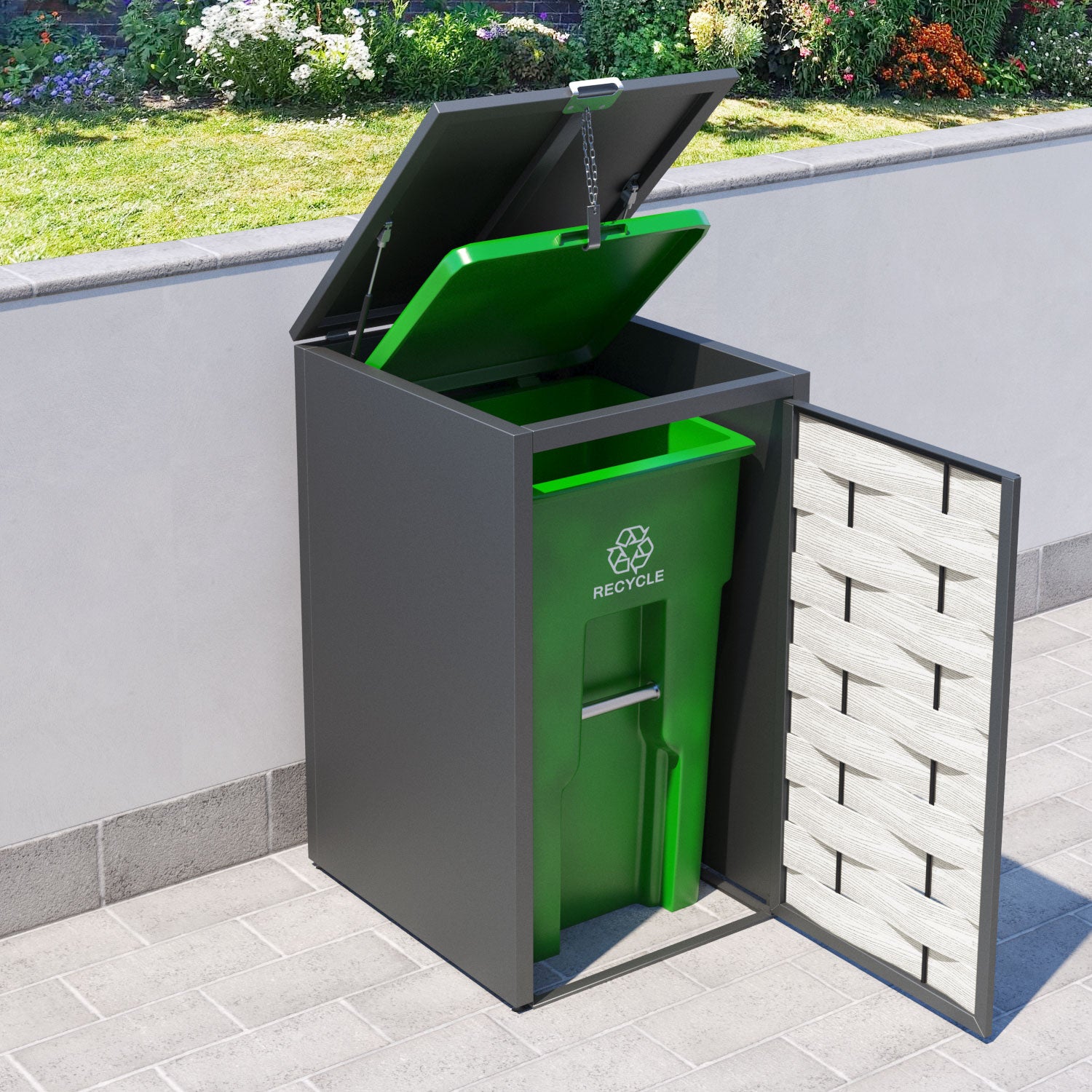 Grey 1 Bin Store with Ripple Door Slat