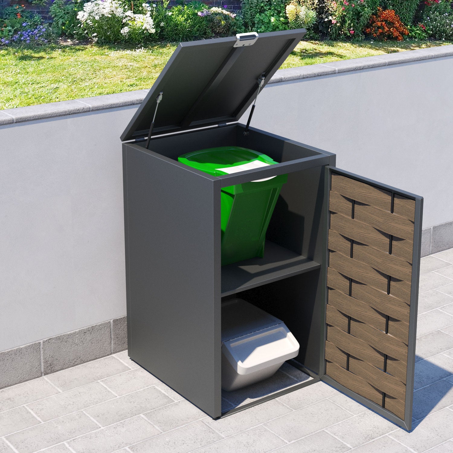 Grey 1 Bin Store with Ripple Door Slat