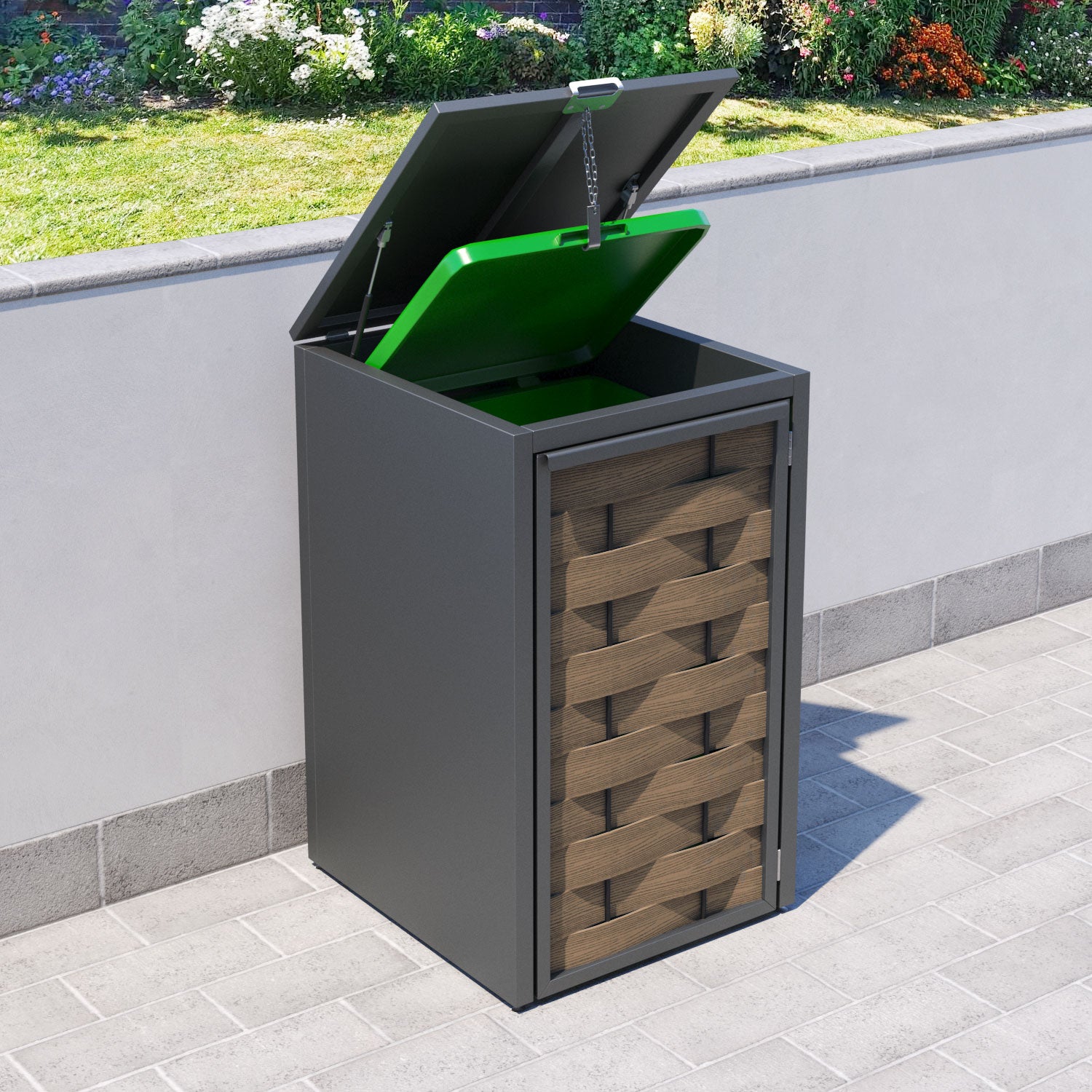 Grey 1 Bin Store with Ripple Door Slat