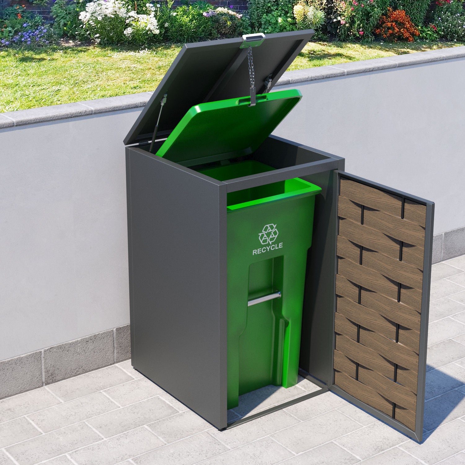 Grey 1 Bin Store with Ripple Door Slat