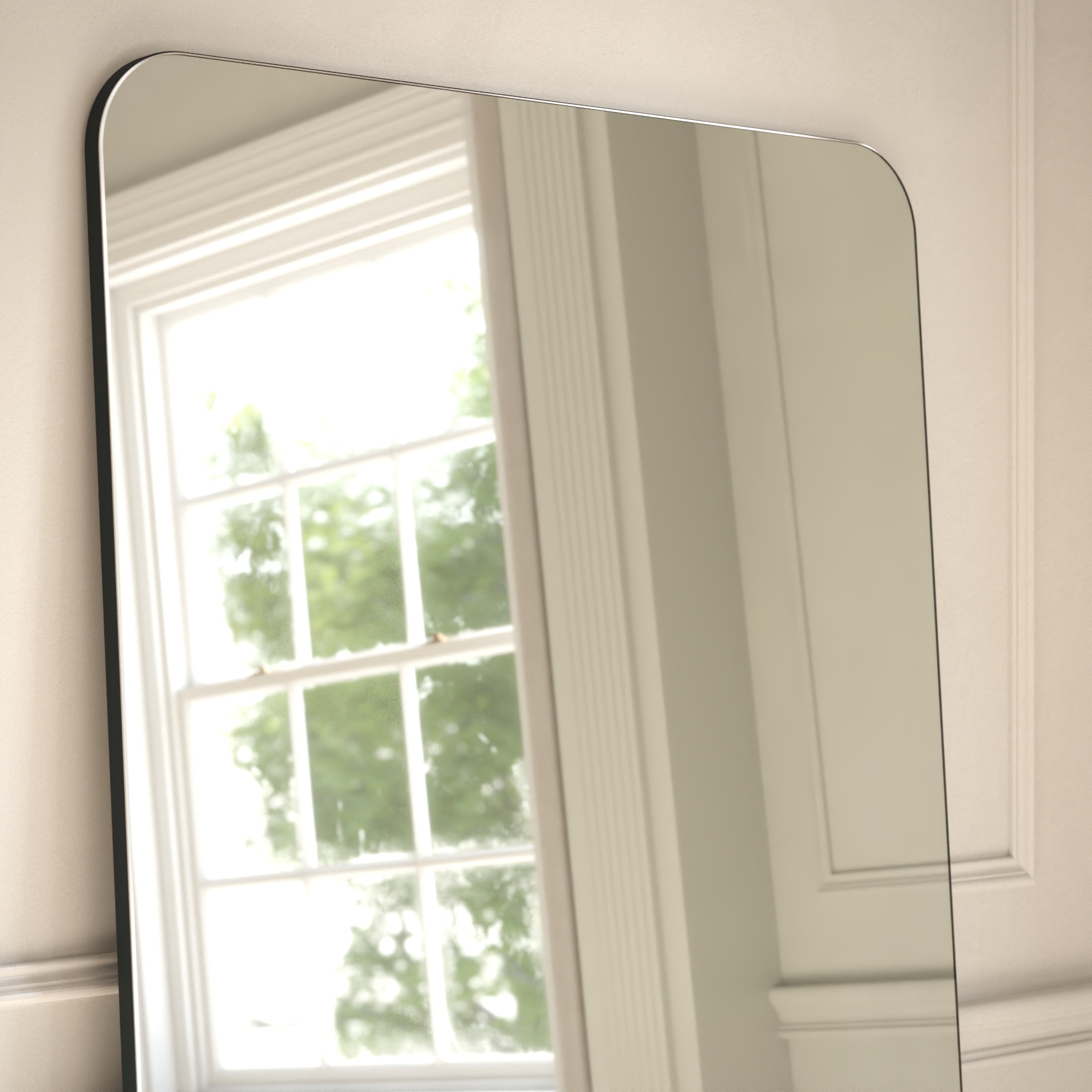 Frameless Rounded Rectangle Full-Length Leaner Mirror