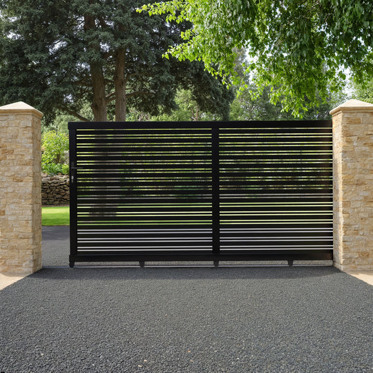 Albany Aluminium Sliding Driveway Gate - Black