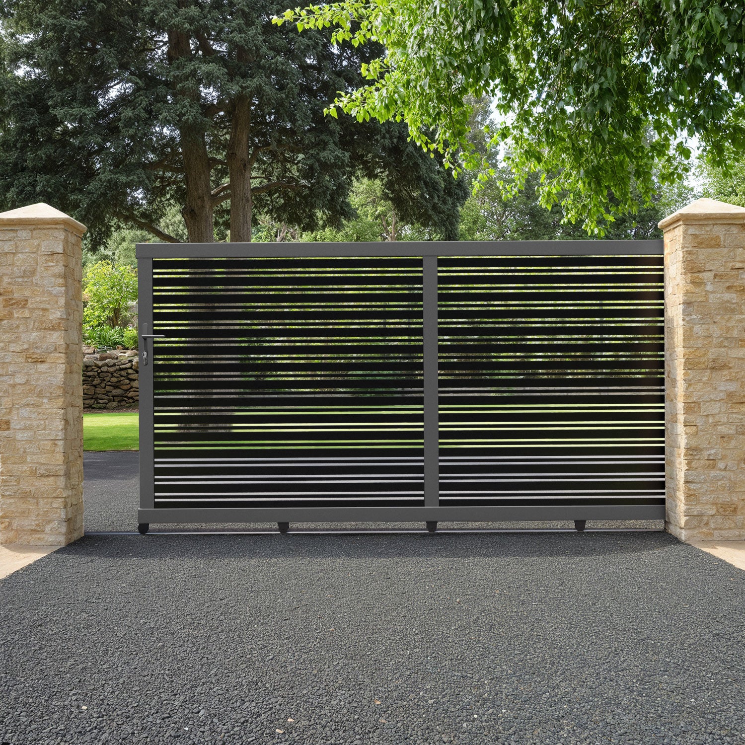 Albany Aluminium Sliding Driveway Gate - Black