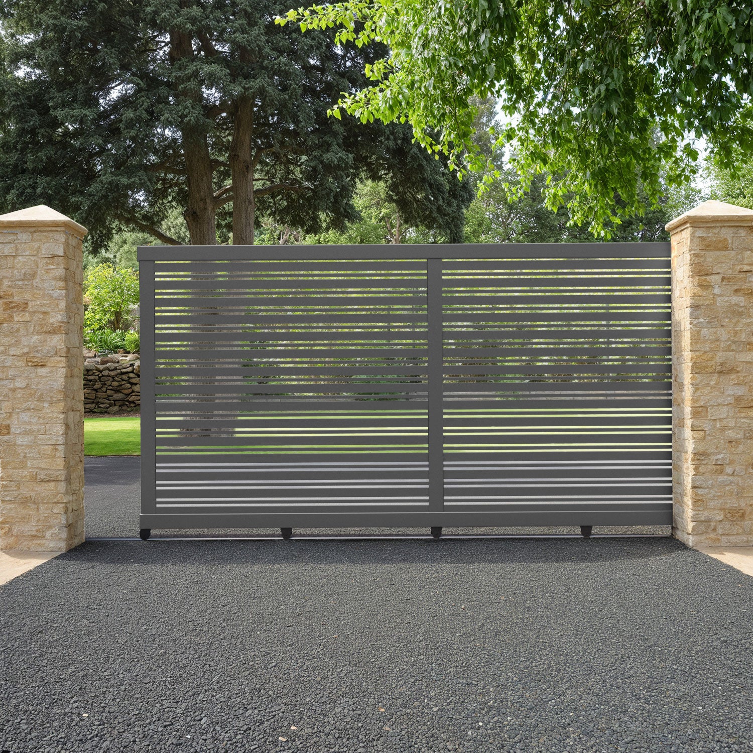 Albany Aluminium Sliding Driveway Gate - Grey