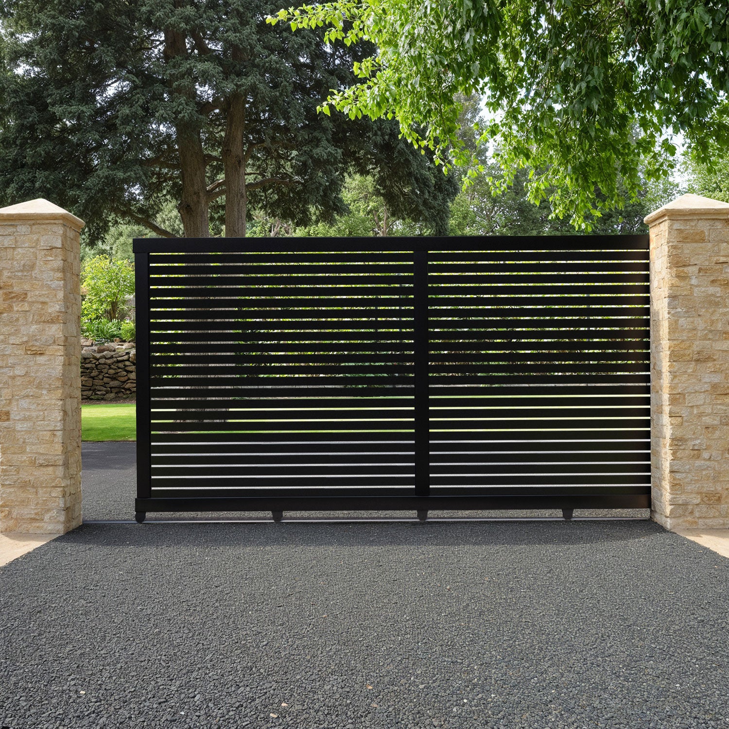 Aria Aluminium Sliding Driveway Gate - Black