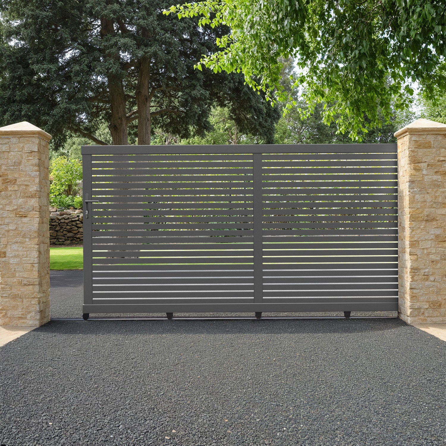 Aria Aluminium Sliding Driveway Gate - Grey