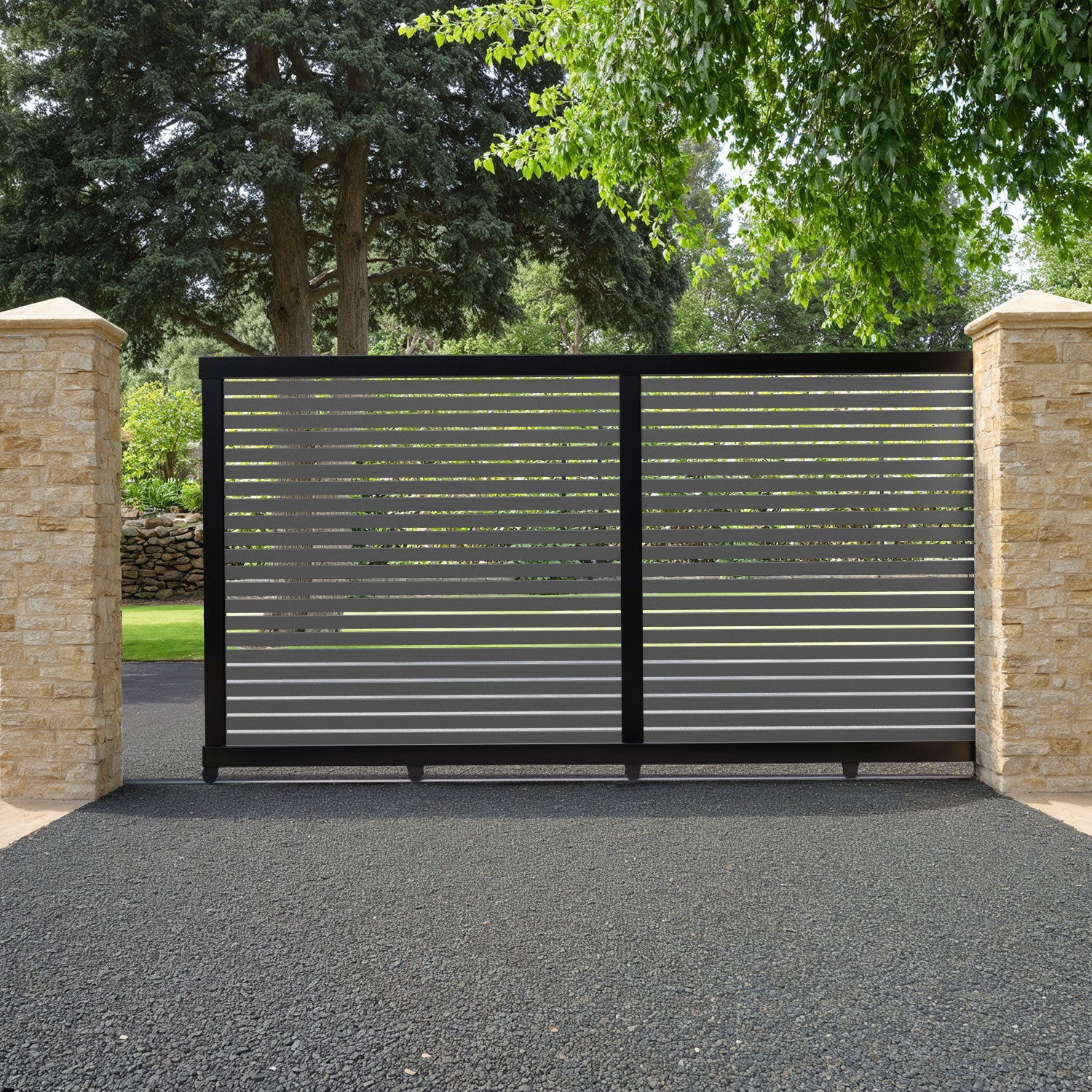 Aria Aluminium Sliding Driveway Gate - Grey