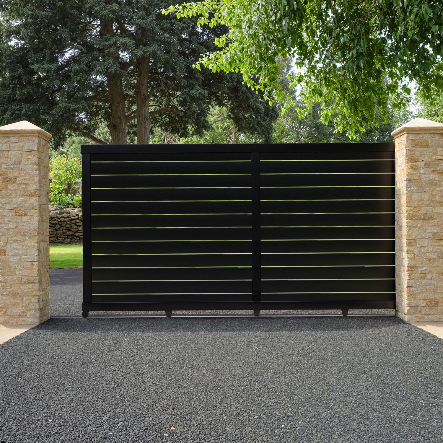 Avalon Aluminium Sliding Driveway Gate - Black