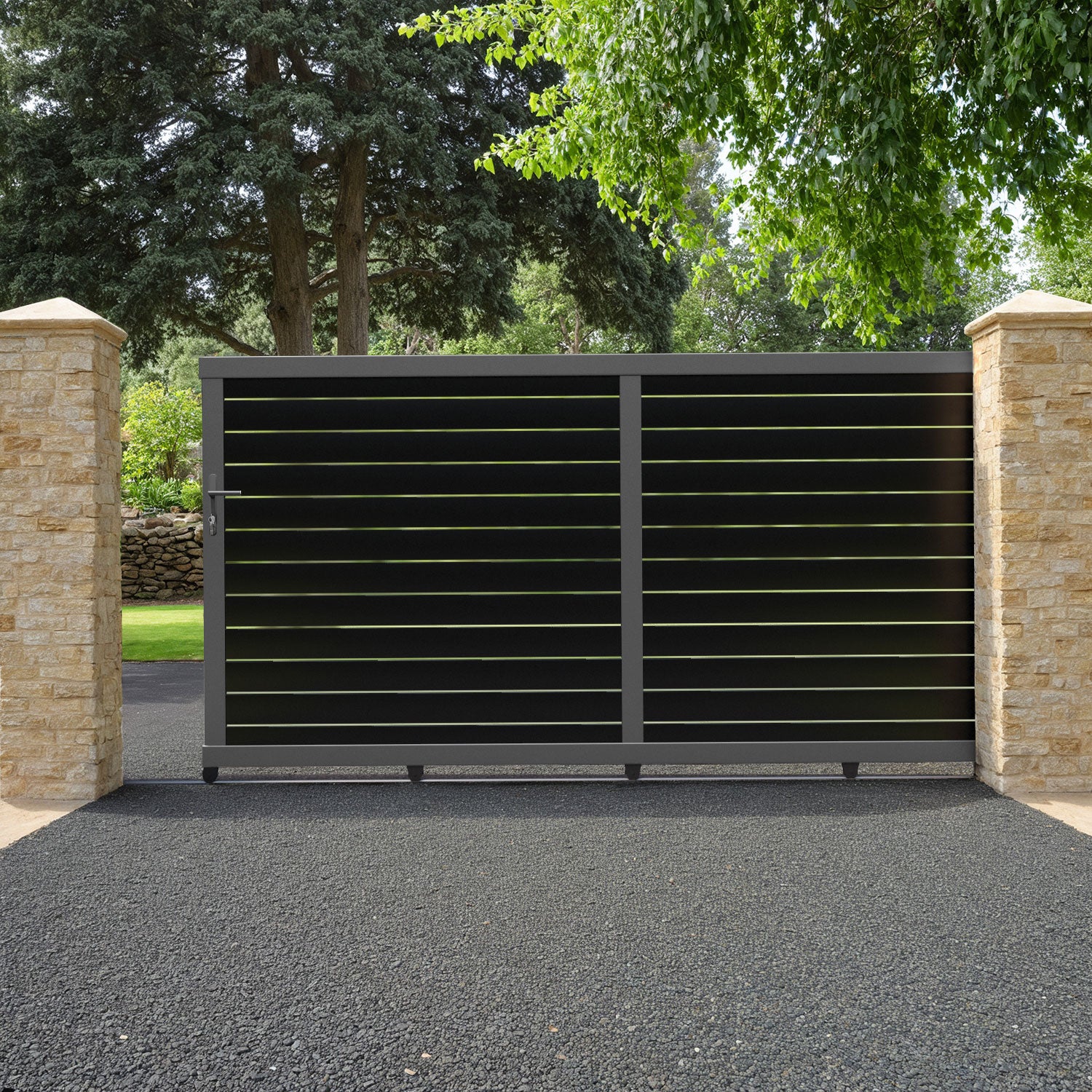 Avalon Aluminium Sliding Driveway Gate - Black