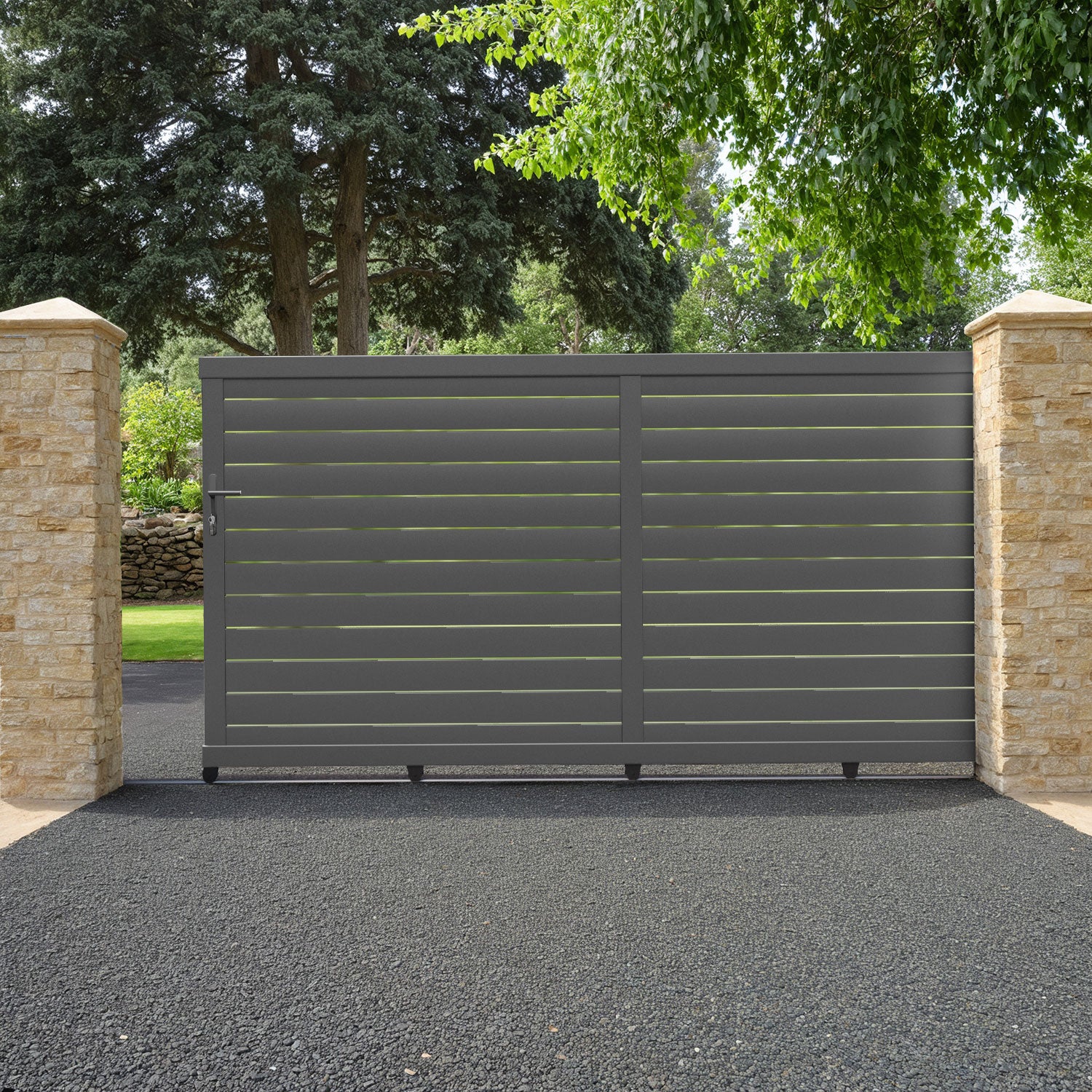 Avalon Aluminium Sliding Driveway Gate - Grey
