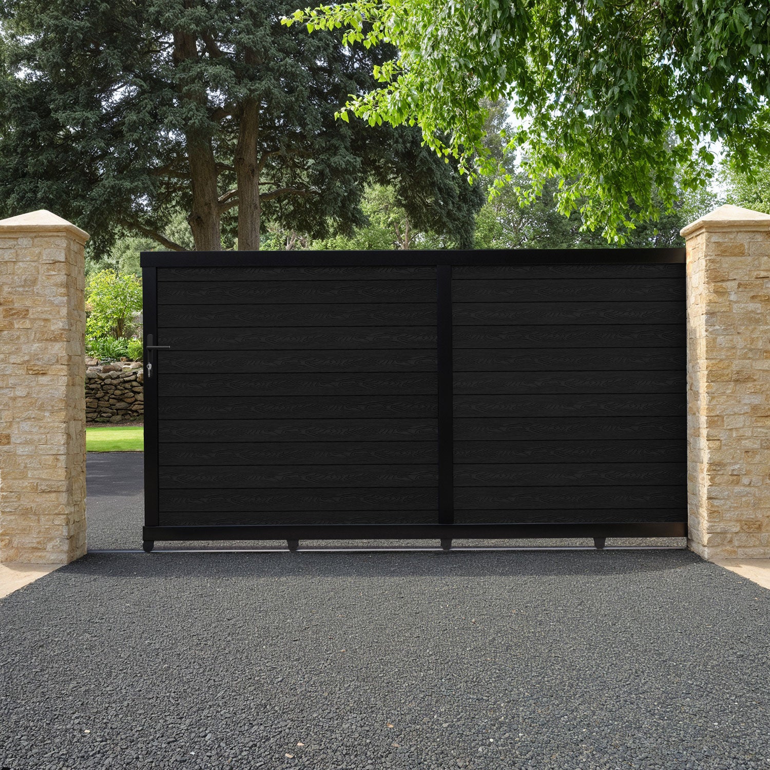 Classic Black Sliding Driveway Gate