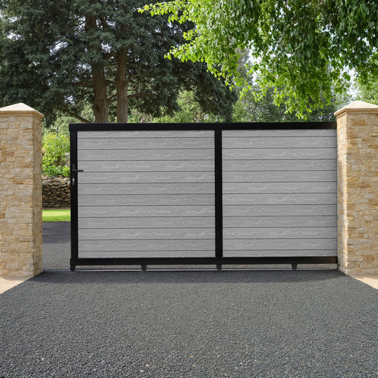 Classic Light Grey Sliding Driveway Gate