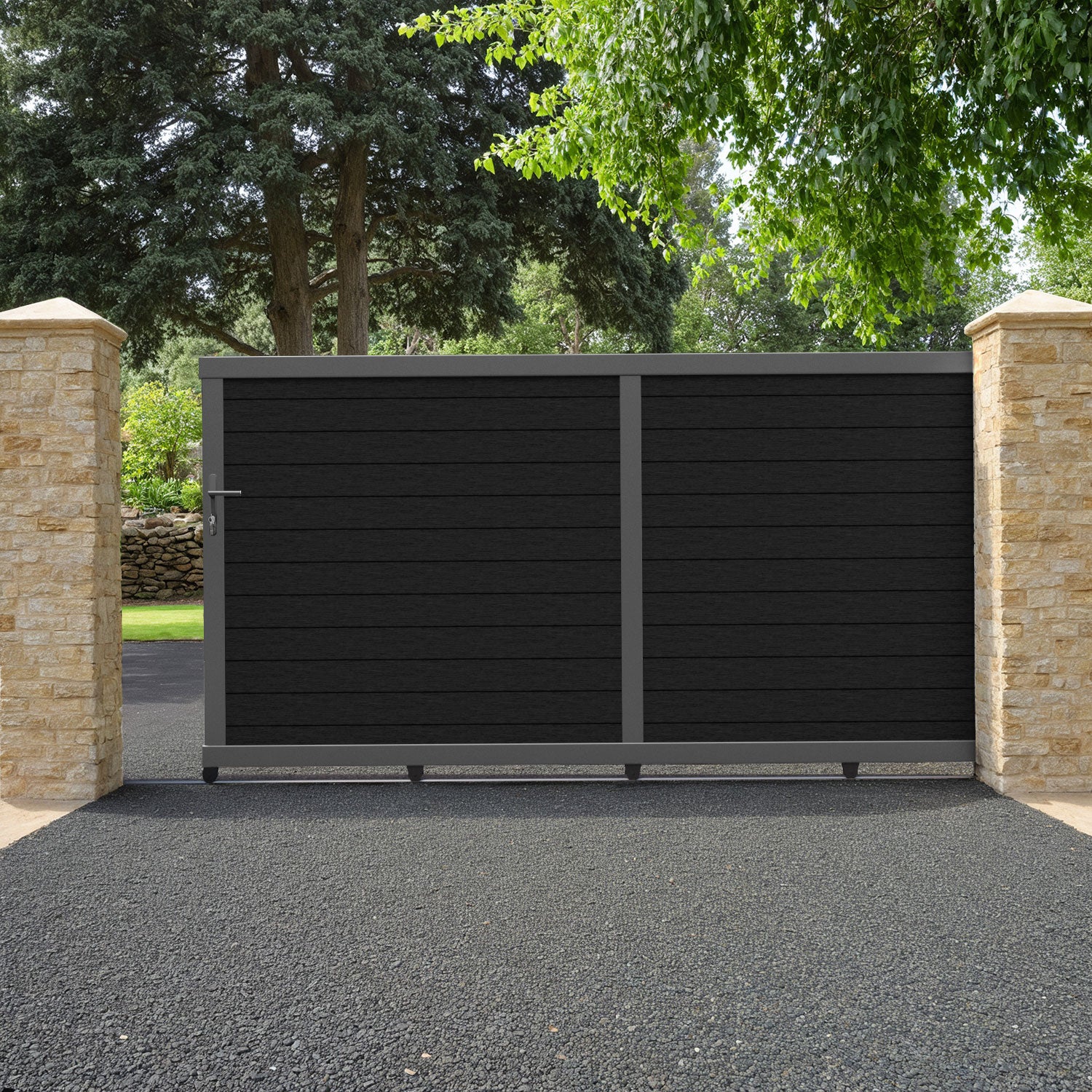 Fusion Black Sliding Driveway Gate