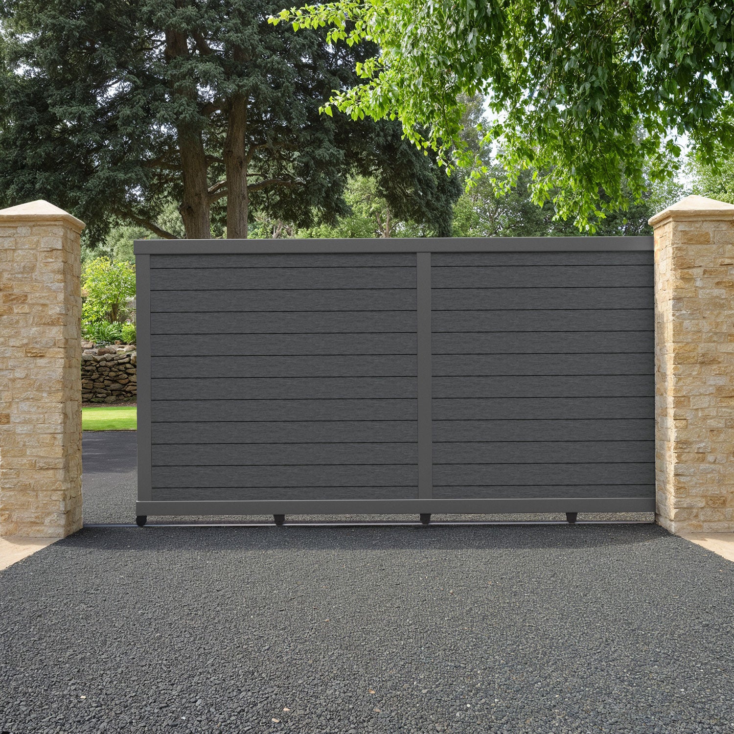 Fusion Dark Grey Sliding Driveway Gate