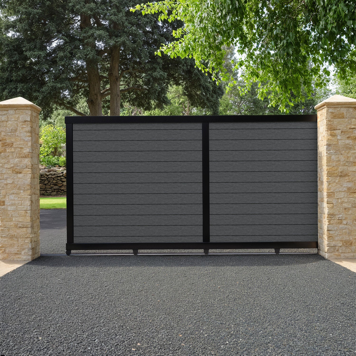 Fusion Dark Grey Sliding Driveway Gate