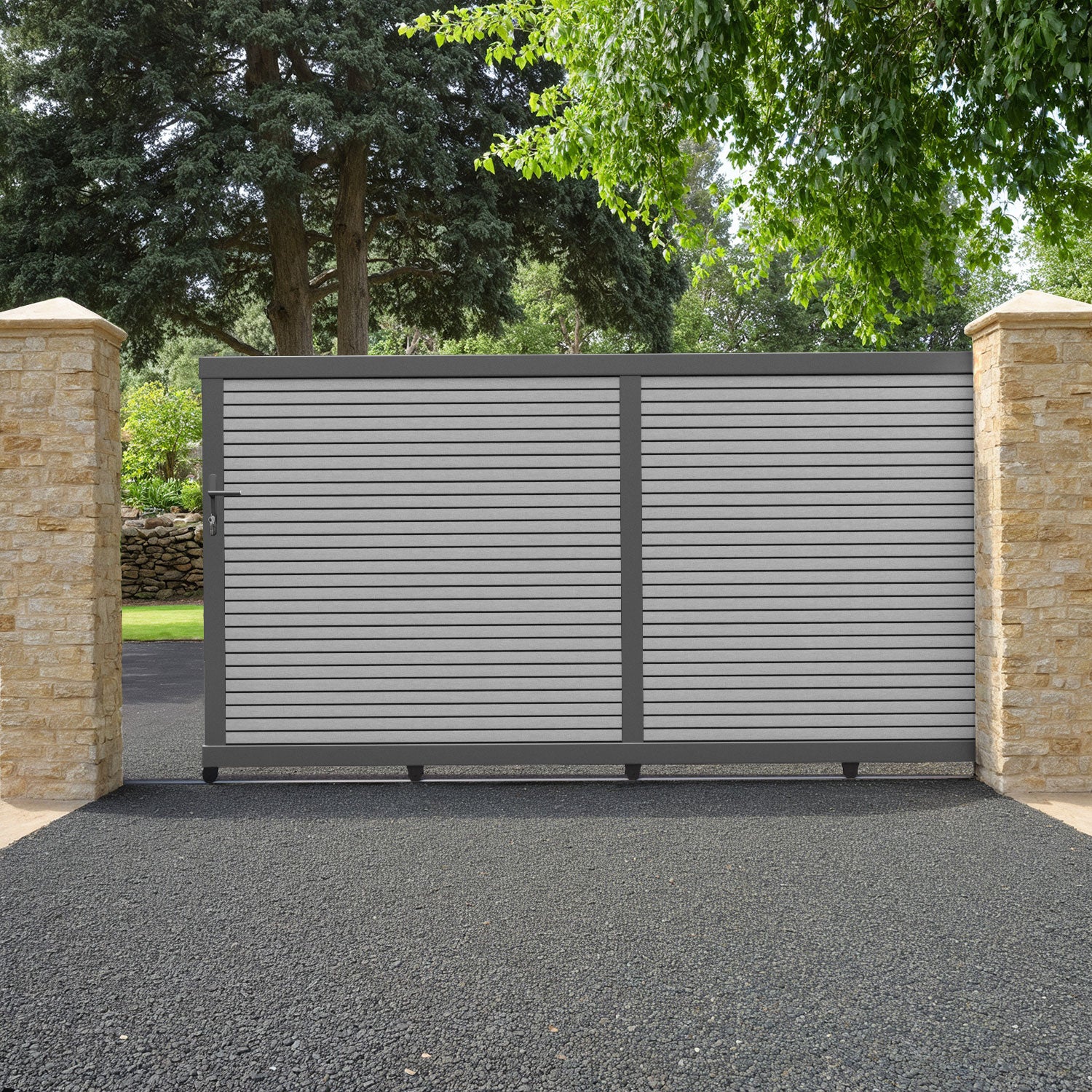 Hudson Light Grey Sliding Driveway Gate