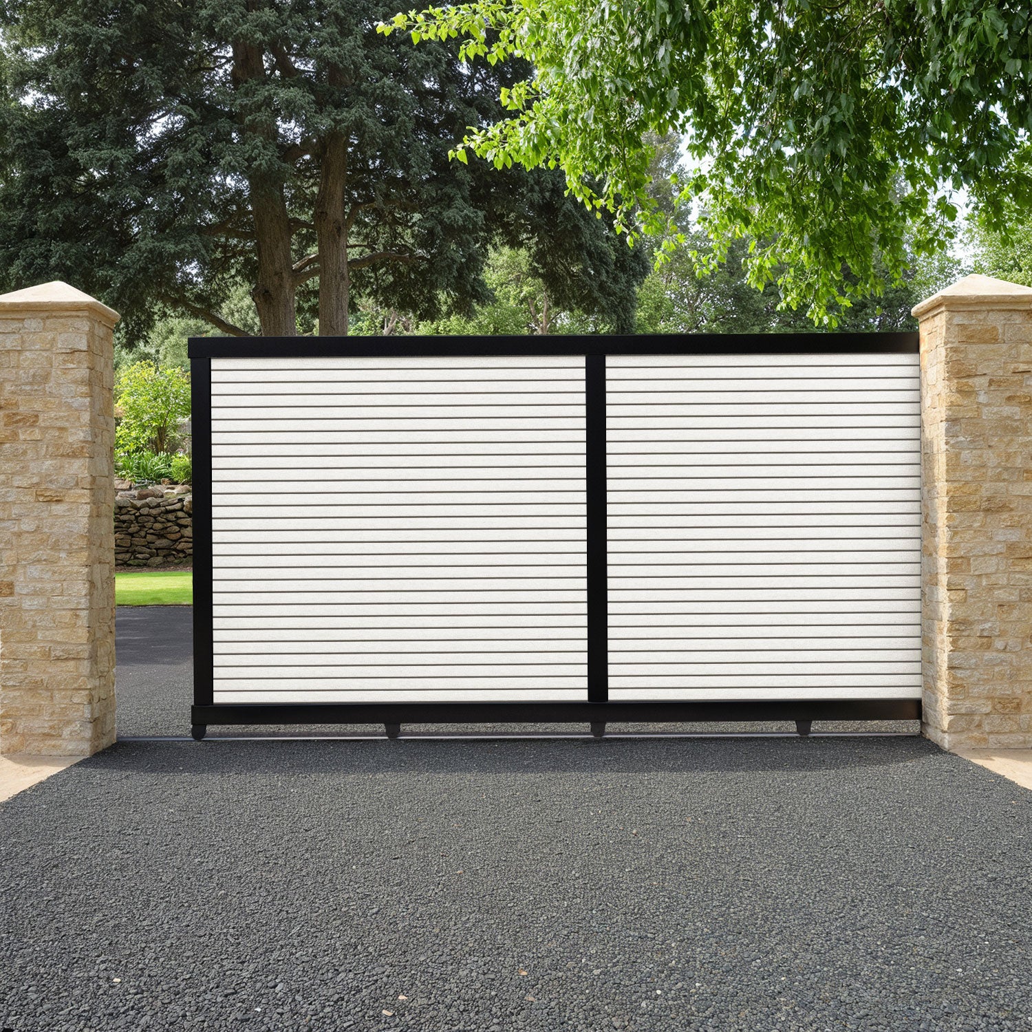 Hudson Light Stone Sliding Driveway Gate